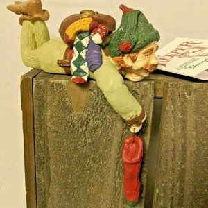 Christmas Elf Shelf Sitter Rustic Folk Art